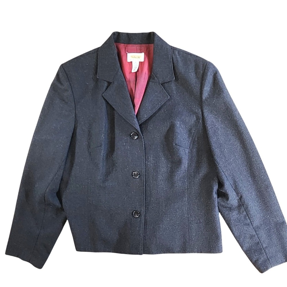 Talbots Dark Gray Wool Blend Blazer Jacket Size 16P